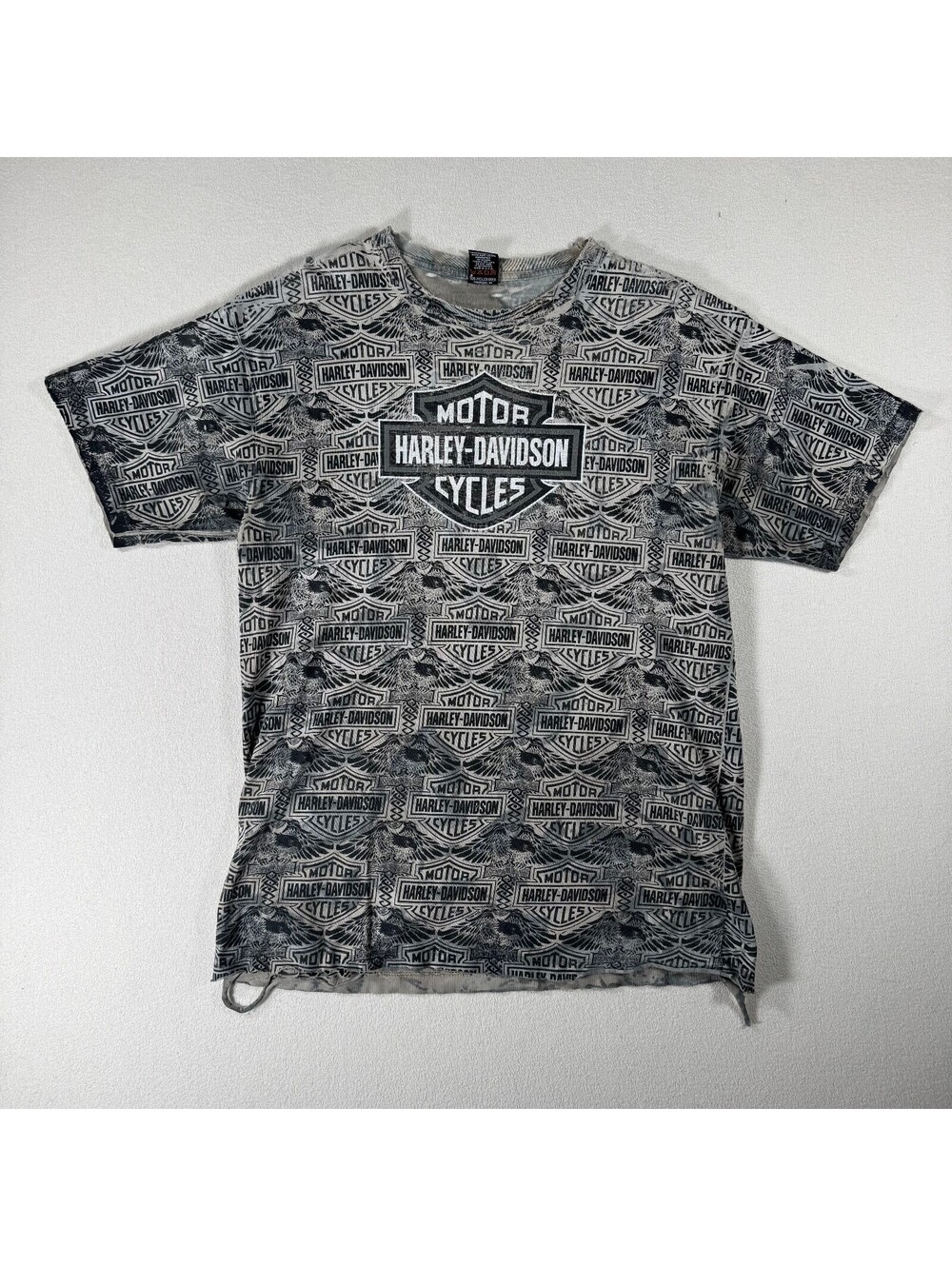 Vintage Harley-Davidson All Over Print Rochester T-Shirt Distressed Sz L